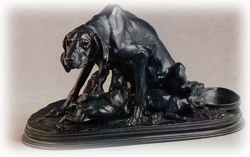 Скульптура:Собака со щенятами
